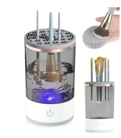Automatic Brush Cleaner Electric Makeup Brush Cleaning Machine Fast Clean Dryer (Color: White)